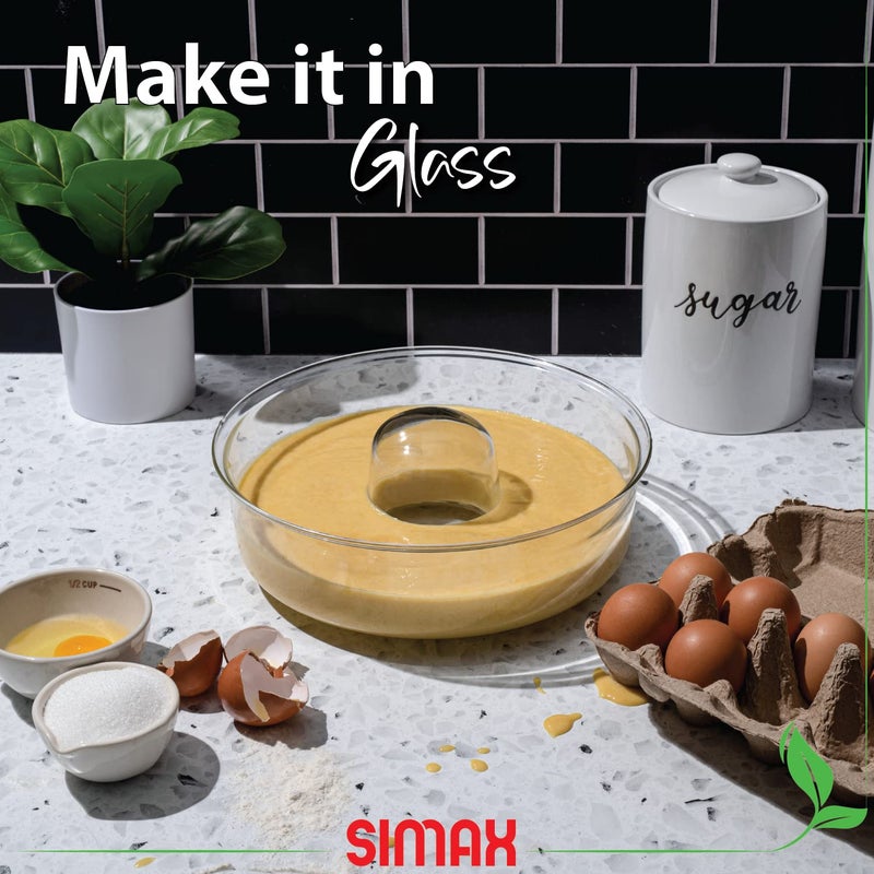 SIMAX Clear Glass Shallow (4.75â€) Bundt Pan | Heat, Cold, and Shock Proof, Holds 2.1 Quarts (8.4 Cups), Made in Europe - Image 4